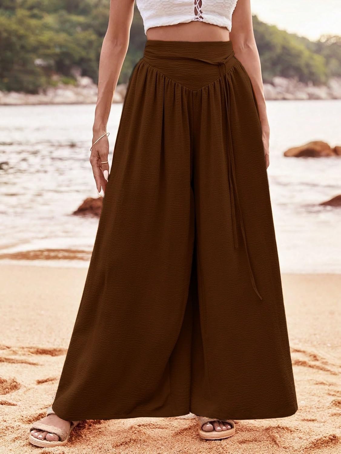 KOTTY Womens Solid Lightweight Duqqa Brown Pant - Image 6