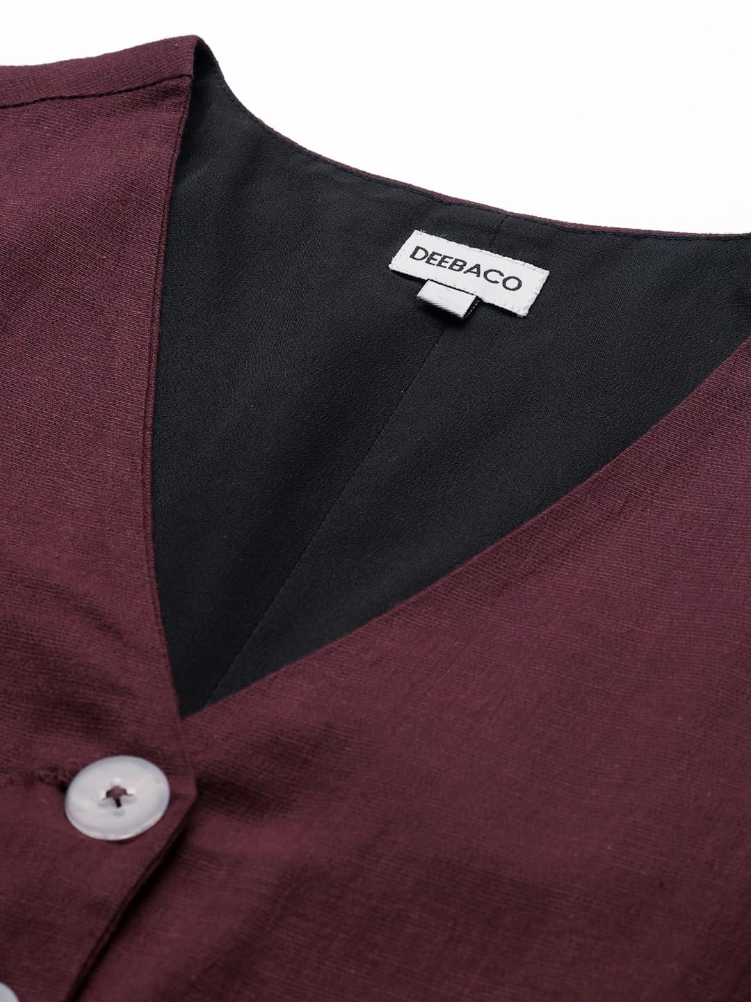 DEEBACO Women's Solid WaistCoat for Women V Neck Button Closure Sleeveless Waist Coat With Two Pockets Ladies Cord Western Party Casual Wear for Girls & Ladies Nehru Jacket - Image 3