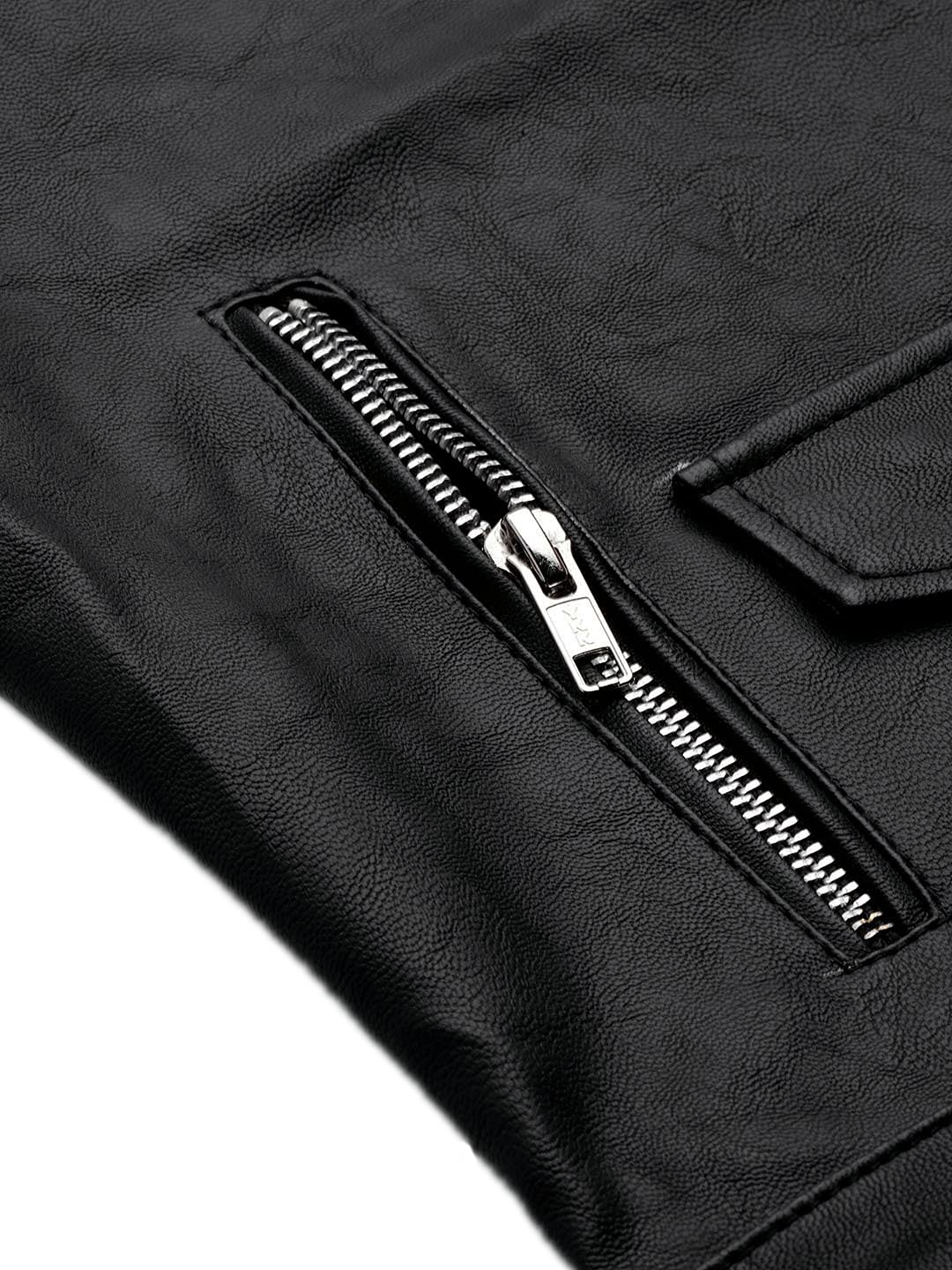 Leather Retail Women's Faux Leather Solid Standard Length Biker Jacket - Image 2