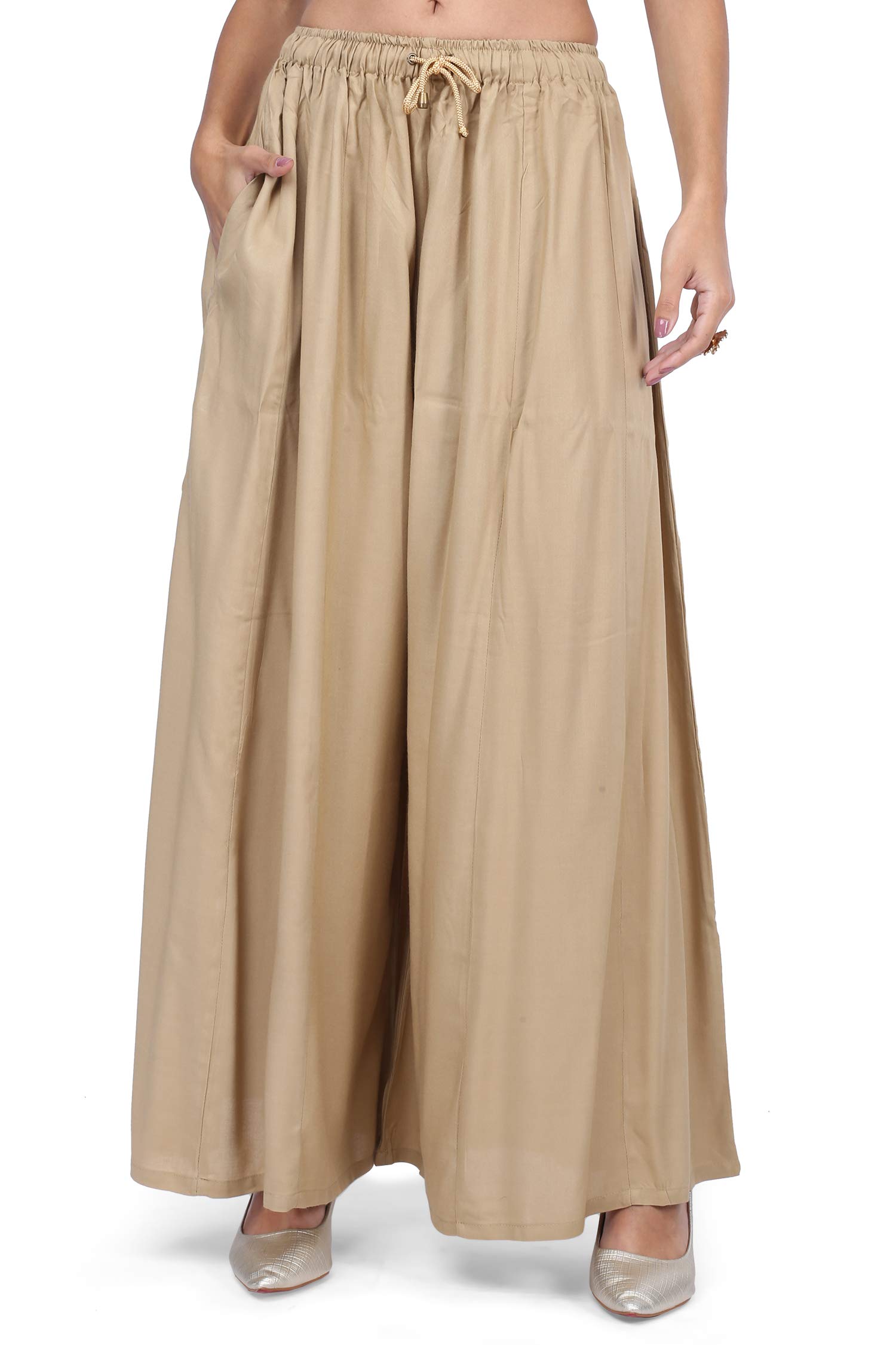 3wish Women Mid Rise Rayon Flared Palazzo Pants - Image 6