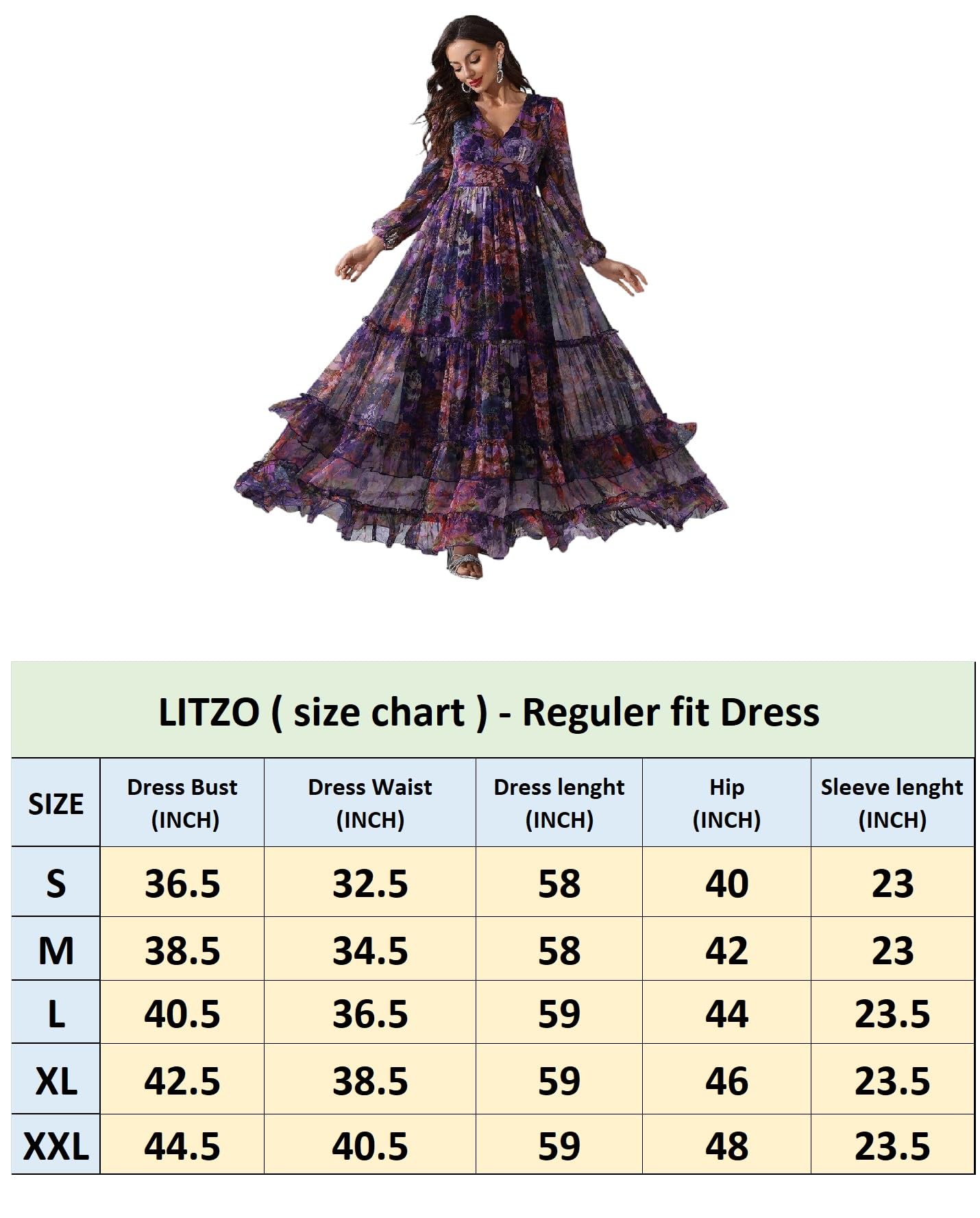 LITZO Women's Georgette A-Line Maxi Dress - Image 4