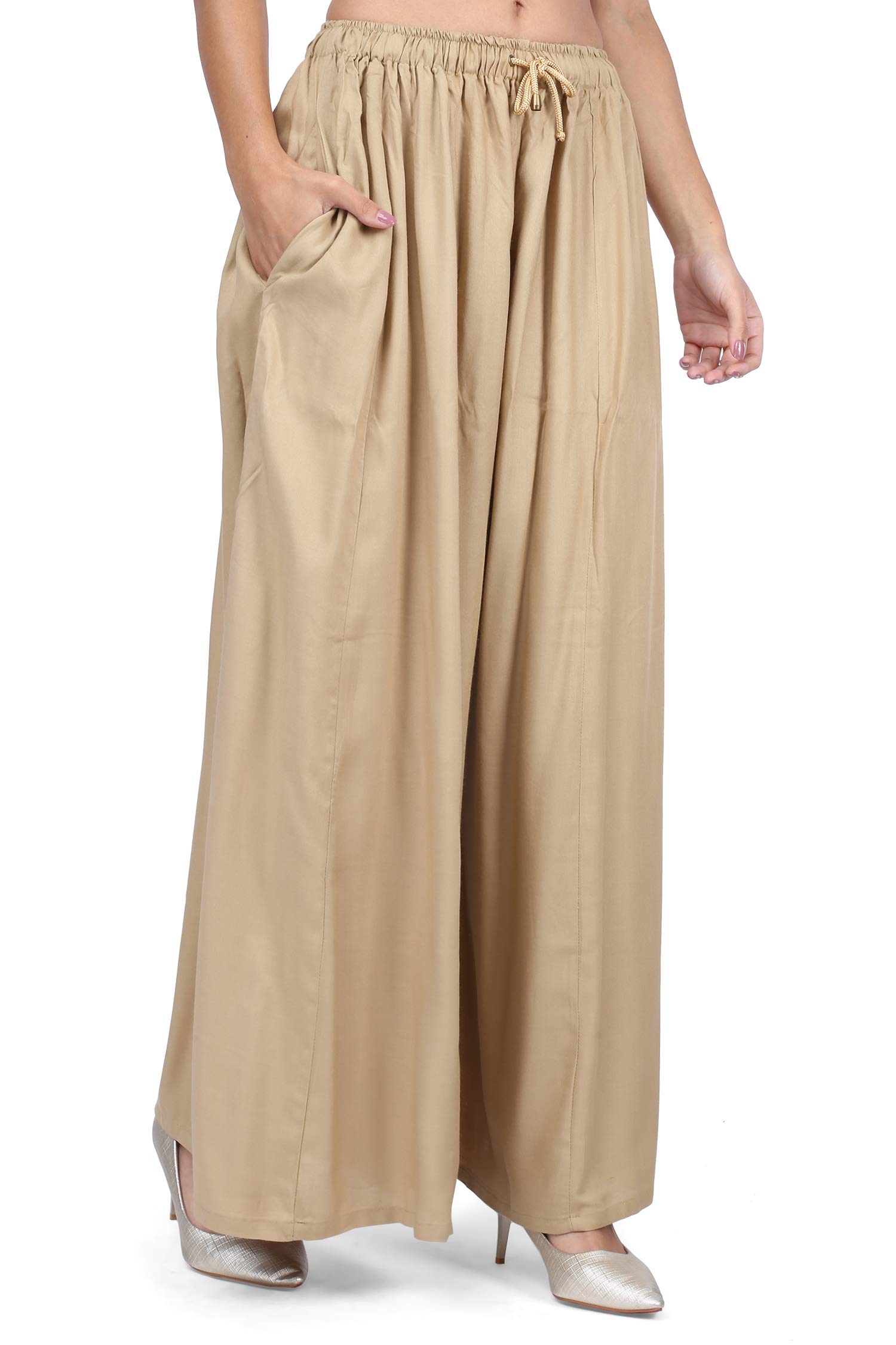 3wish Women Mid Rise Rayon Flared Palazzo Pants - Image 7
