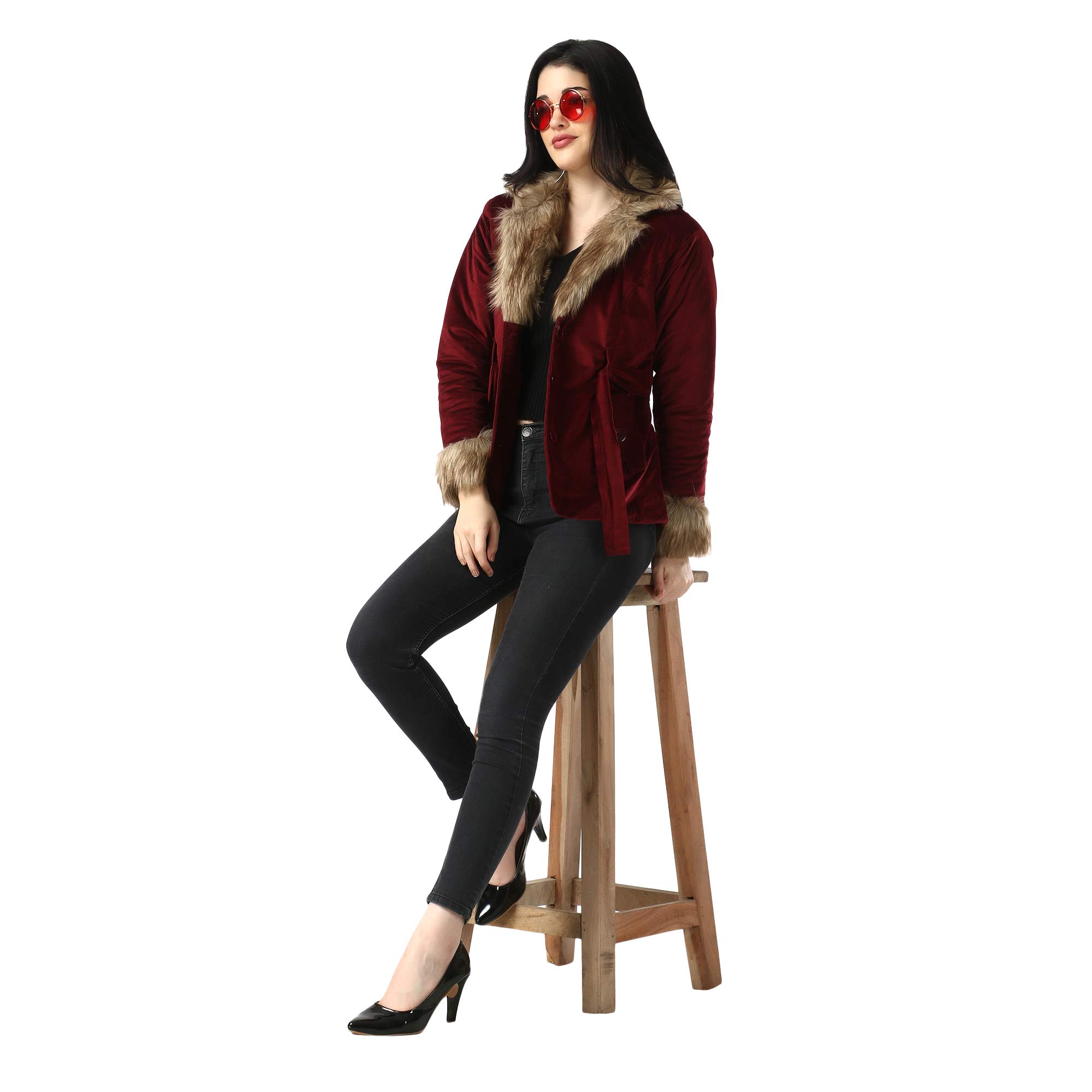 DIMPY GARMENTS Imported Velvet Fur Collar Women Winter Jacket - Image 3