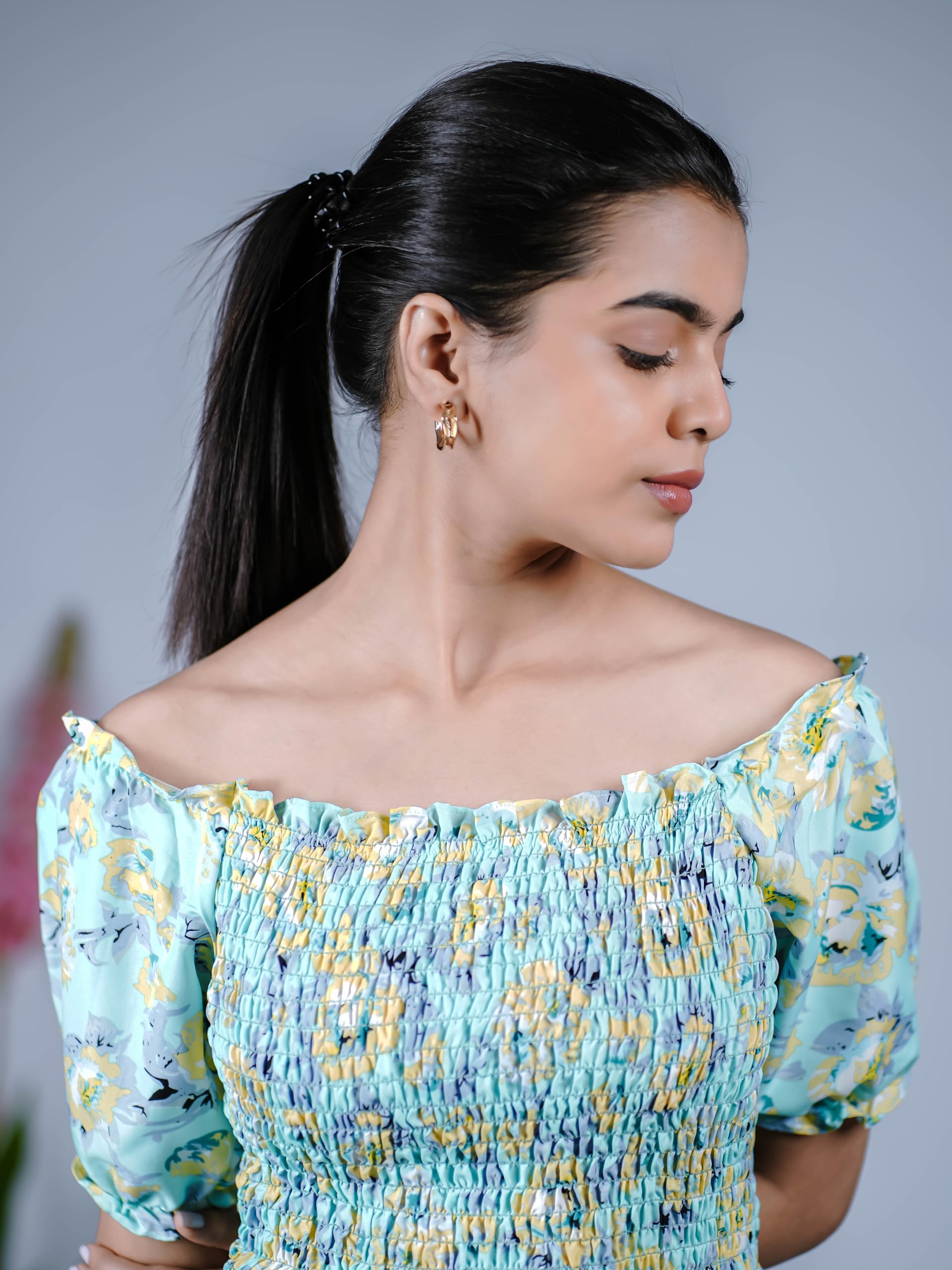 EILAA Boutique Women Crepe Midi-Maxi Dresses | Short-Long Dress | Floral Print | Maxi Gown | Dress for Women Sea Blue,2XL - Image 4