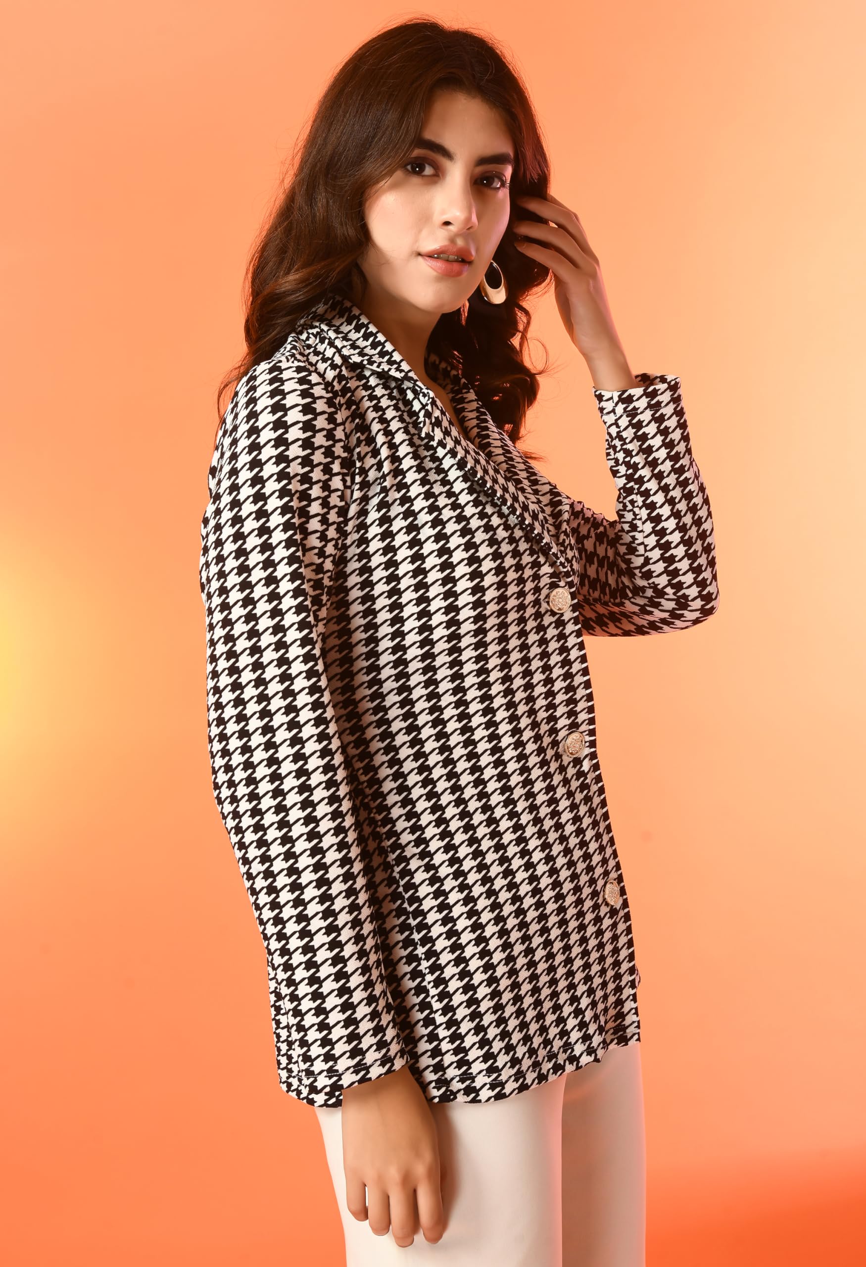 IUGA Women Jacket Style Full Sleeve Pink Blazer - Image 4