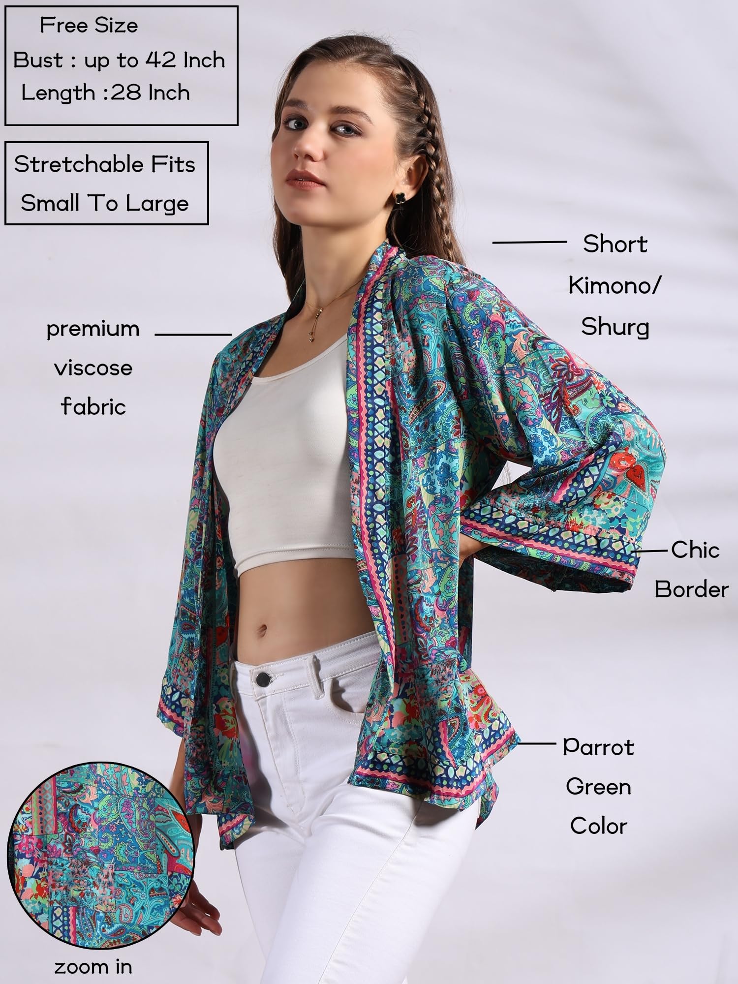 KE KANHA EXPORTS Shrugs for Women Stylish | Cover up on Jeans Tops for Women | Western Beach Outfits | Summer Clothes | Kimono Length Option Short | Medium | Long - Image 4