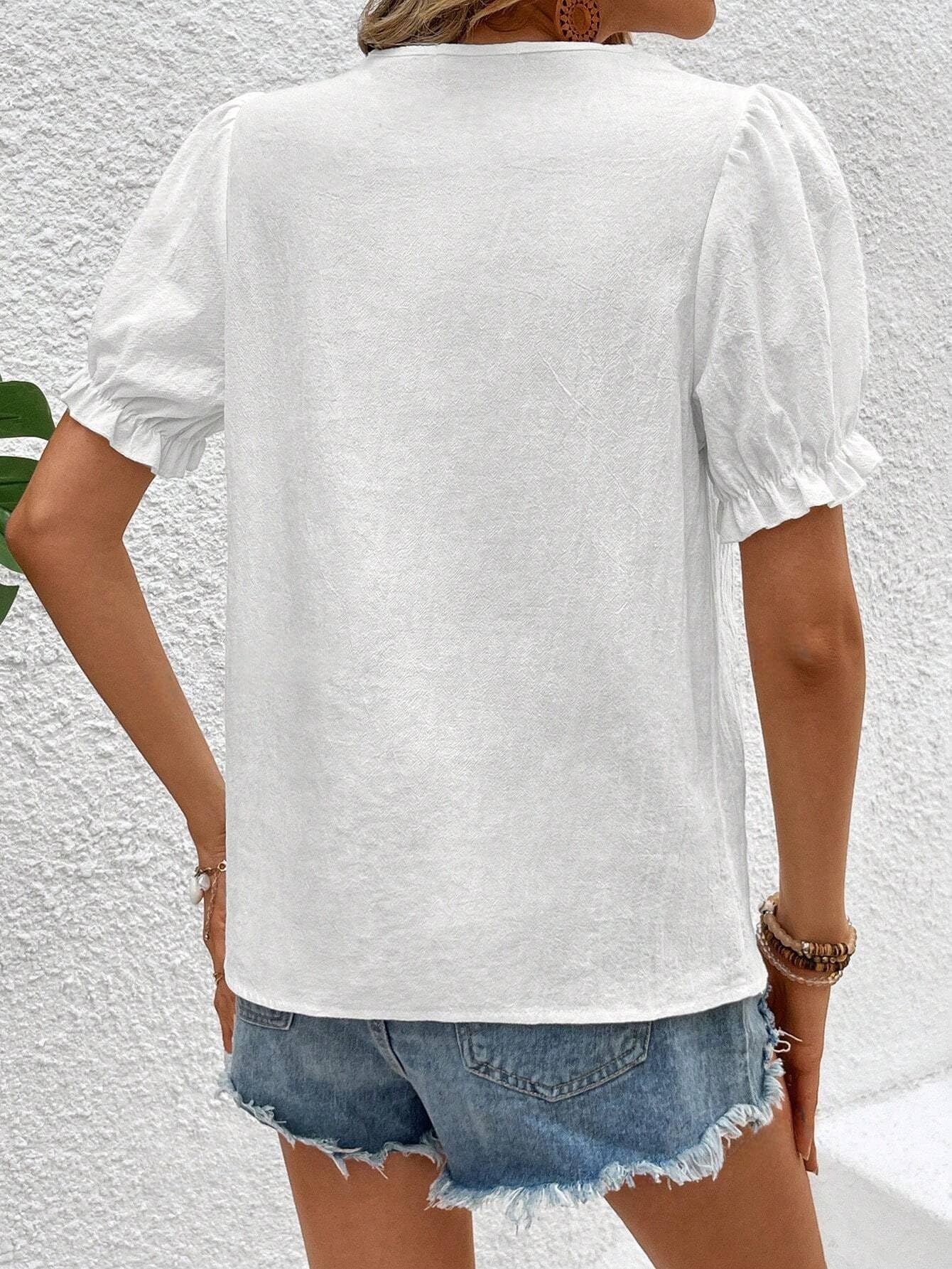 FERY LONDON Regular Fit and Girls Floral Embroidery for Women Stylish westernwear || Short Sleeve Tops - Image 7