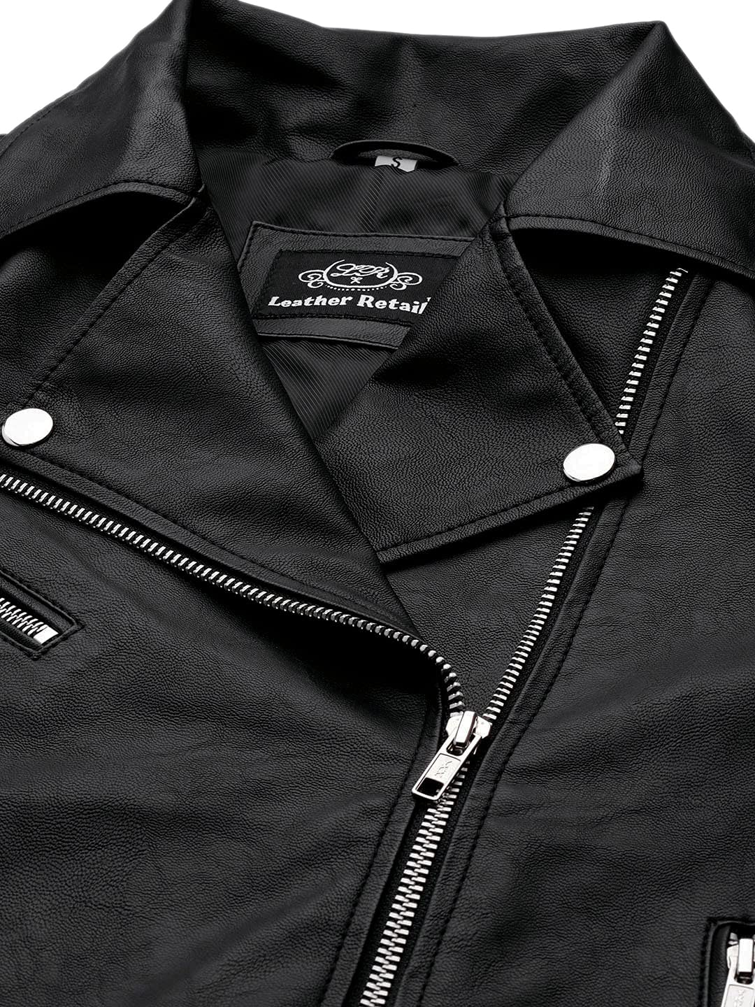 Leather Retail Women's Faux Leather Solid Standard Length Biker Jacket - Image 5