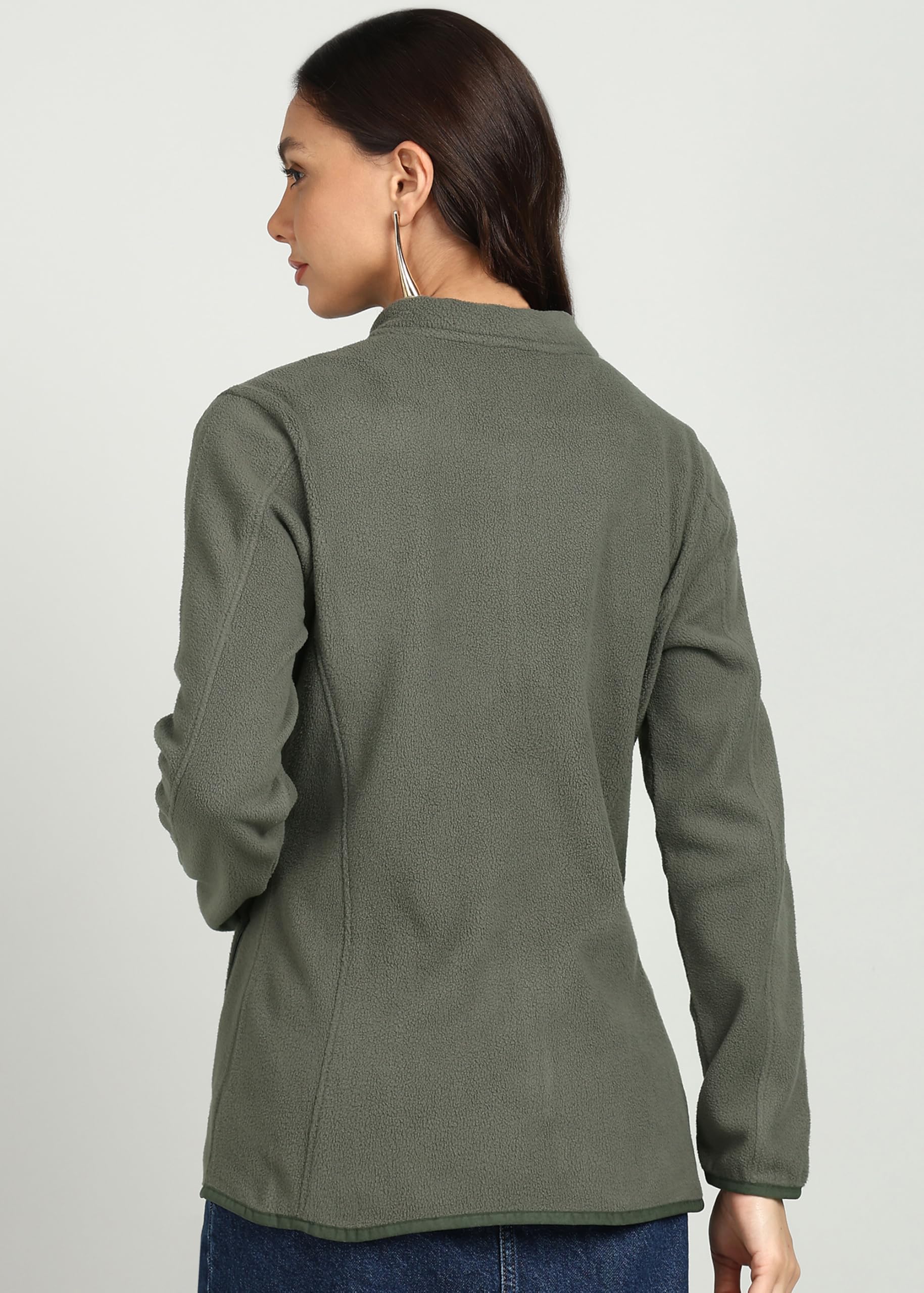 Alan Jones Clothing Women's Standard Length Standing Collar Zipper Fleece Jacket - Image 5