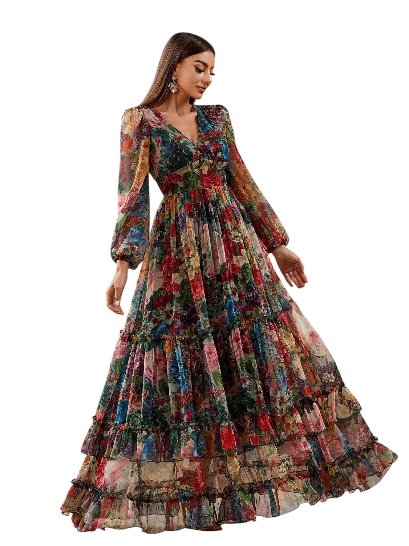 LITZO Women's Georgette A-Line Maxi Dress - Image 2