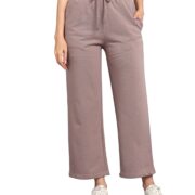 Alan Jones Clothing Women High Rise Solid Relaxed Fit Wide Leg Track Pants | Heavy Gsm Cotton Blend | Elastic Waist With Drawstring, Side Pockets