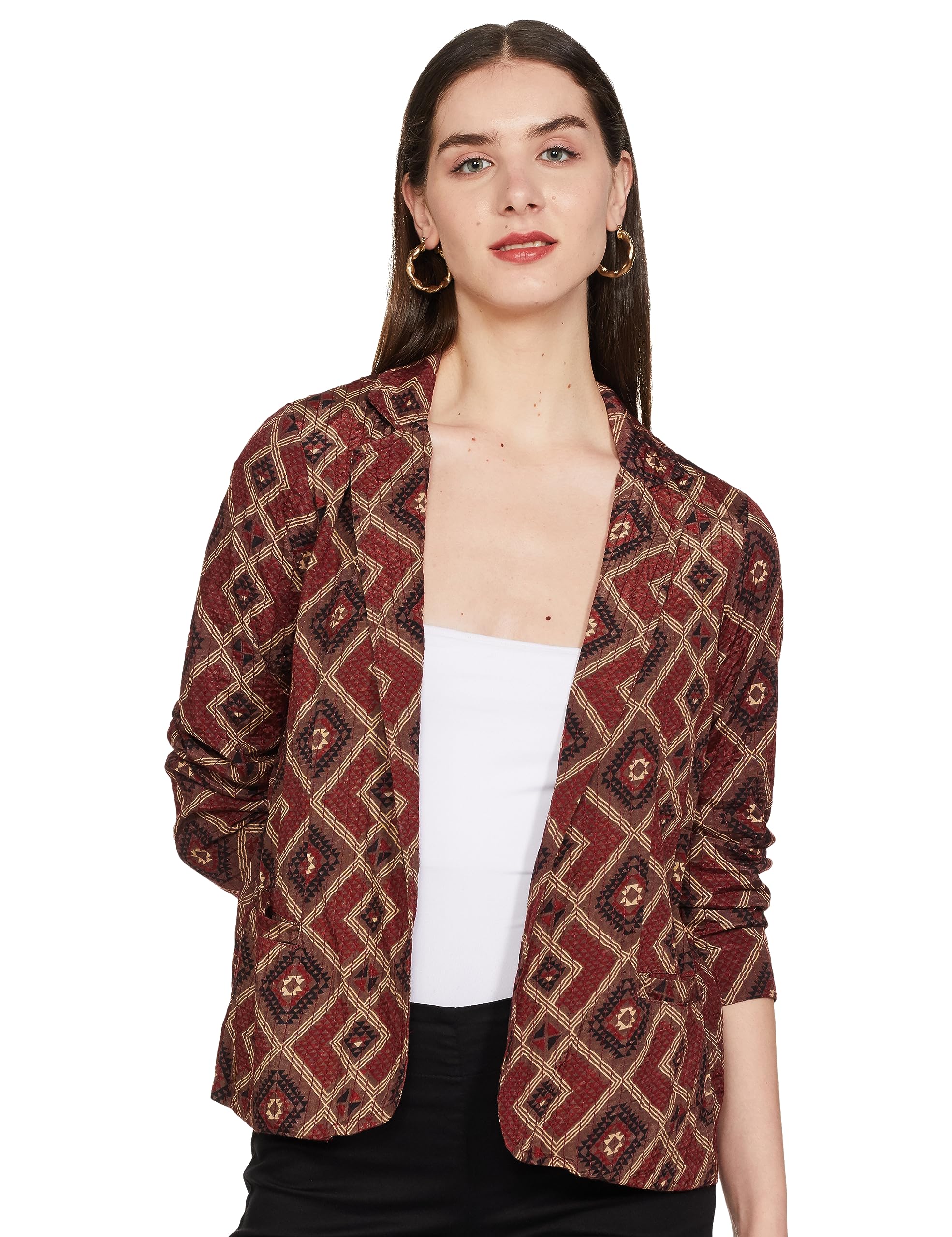 BIBA Women's Polyester Blend PRINTED Standard Length MIX AND MATCH Jacket