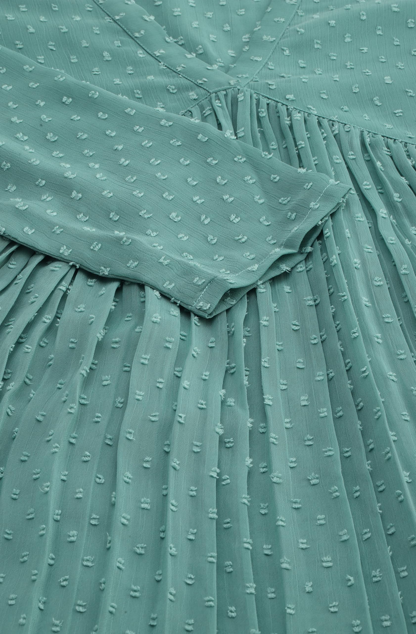 Janasya Women's Green Dobby Chiffon Self Design Flared Western Kurta - Image 2