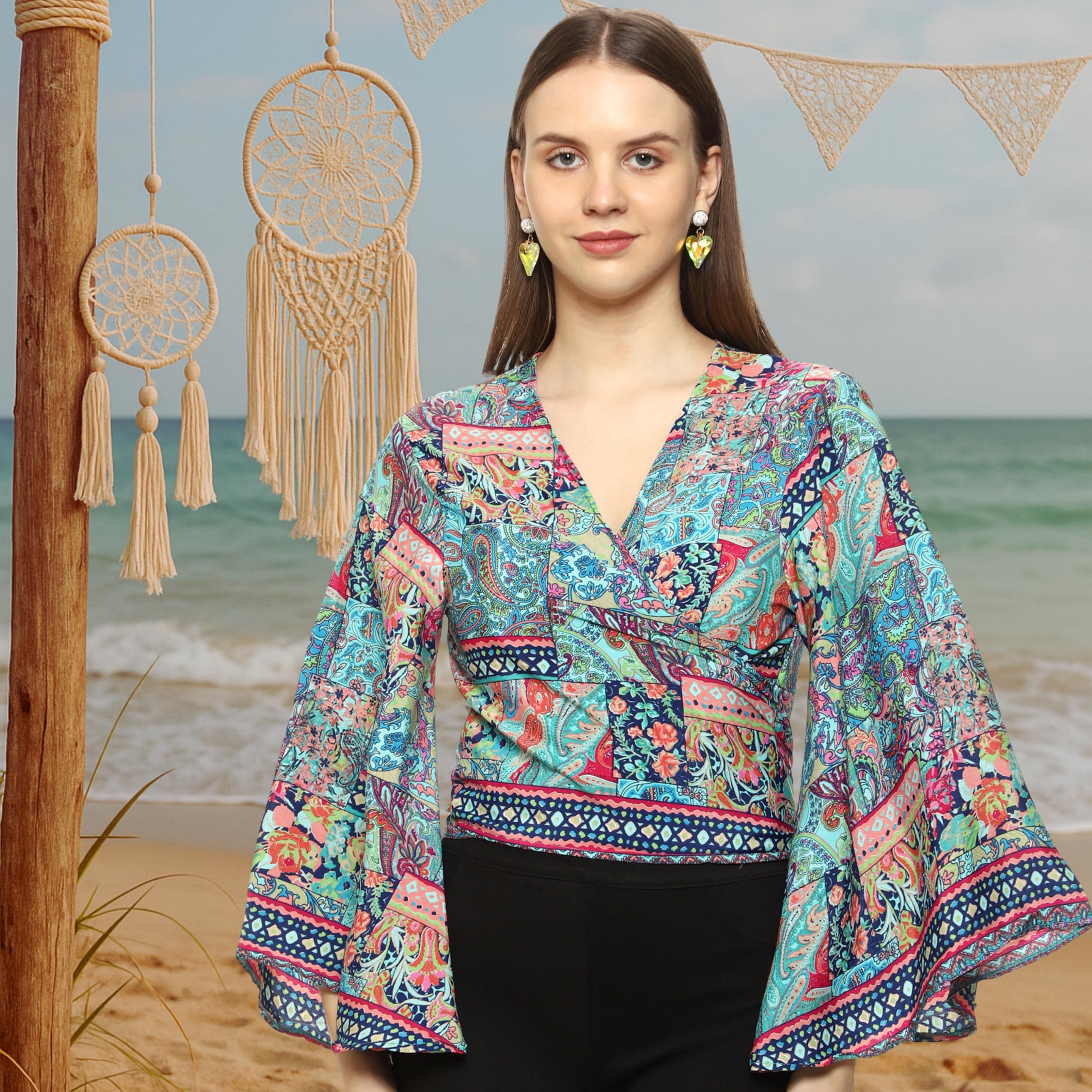 KE Kanha Exports top for Women Stylish Western | wrap Tops for Woman | Perfect on Jeans Tops for Woman | Summer top | Beach Outfits Dress for Women Stylish - Image 4