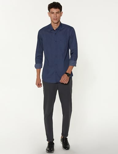 Peter England Men's Everyday Ditsy Print Slim Fit Full Sleeve Casual Shirt | 100% Cotton Navy, 44 - Image 2