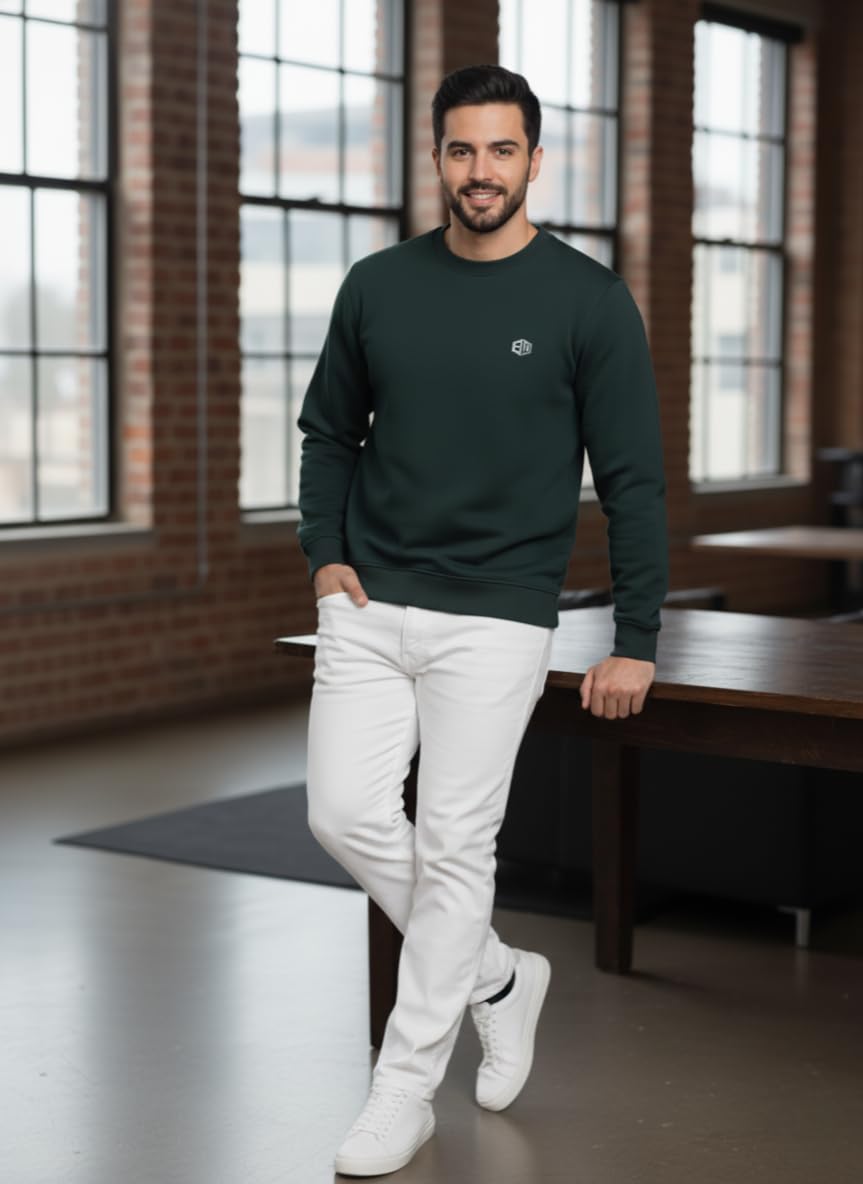 ENDEAVOUR WEAR Men's Rich Cotton Crew Neck Sweatshirt Teal Green - Regular, Large - Image 6