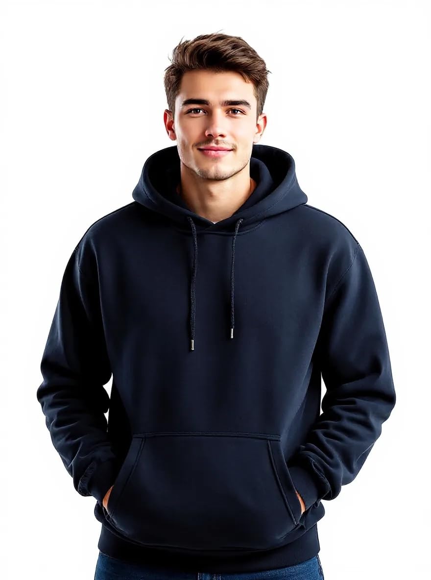 Glowic Men’s Hoodie | Oversized Stylish Sweatshirt for Winter Wear | Trendy Casual Hoodie for Men | Perfect for Gym, Travel, Streetwear Fashion (in, Alpha, XL, Plus, NavyBlue)
