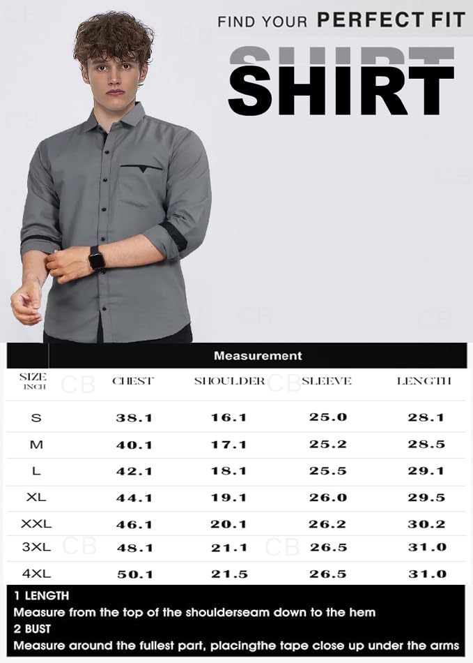 CB-COLEBROOK Men Regular Fit Solid Spread Collar Casual Shirt (Large, Cadet Grey) - Image 5