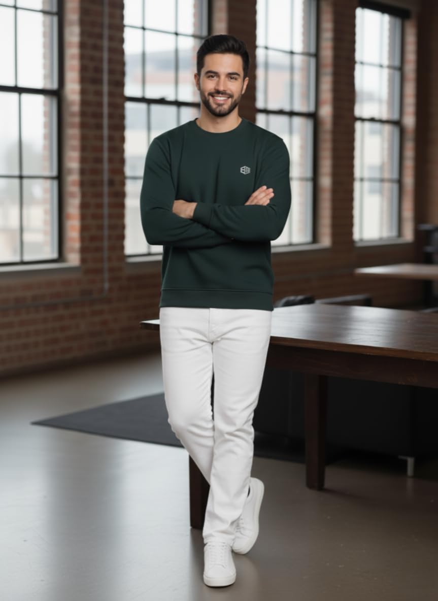 ENDEAVOUR WEAR Men's Rich Cotton Crew Neck Sweatshirt Teal Green - Regular, Large - Image 5