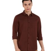 Amazon Brand - Symbol Men's Solid Slim Fit Cotton Casual Shirt | Plain | Full Sleeve (Available in Plus Size) (SY-A25-CS-2501-Brown-M)