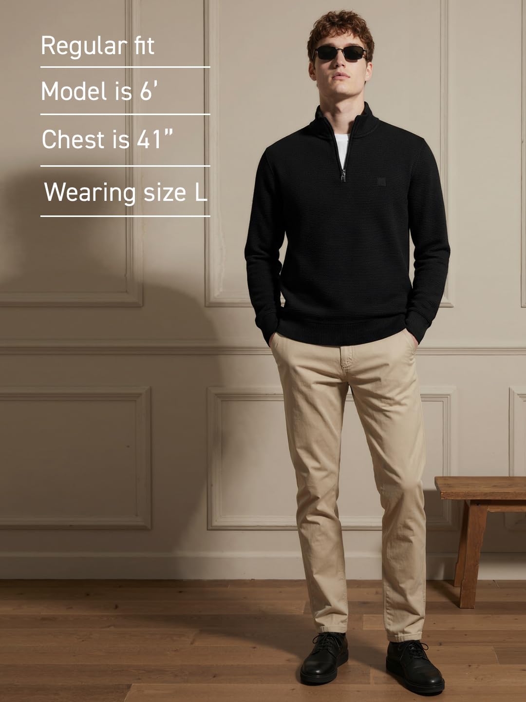 DAMENSCH ReNEWd Soft Ribbed Texture, Strong Durable Fabric, Dyes Ottoman Half-Zip Sweatshirts - Eclipse Black - XL - Image 2