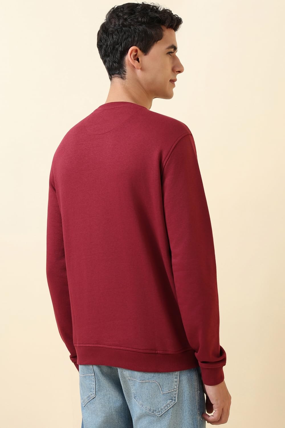 Allen Solly Men's Crew Neck Sweatshirt (ASSTQRGF567956_Maroon_M) - Image 4