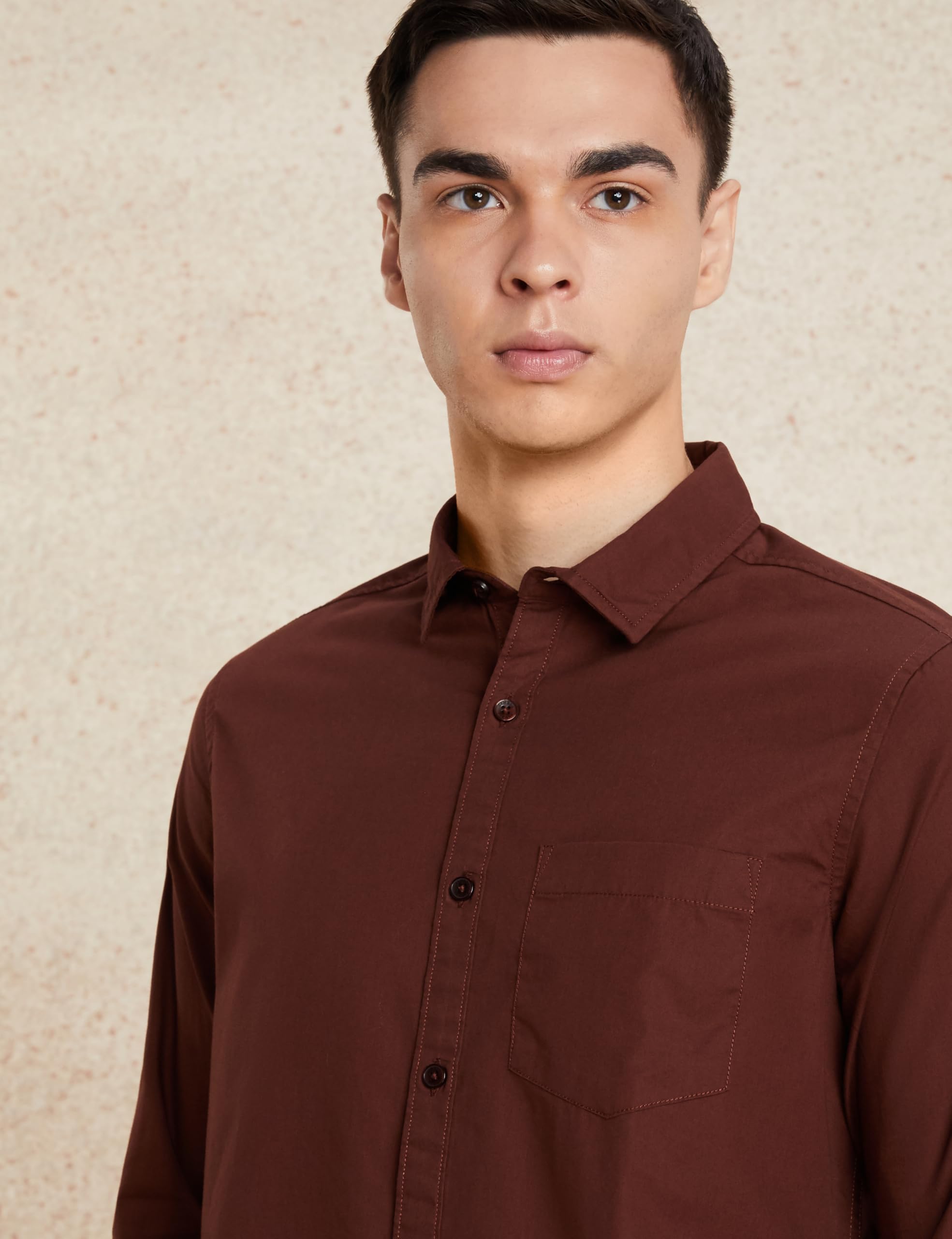 Amazon Brand - Symbol Men's Solid Slim Fit Cotton Casual Shirt | Plain | Full Sleeve (Available in Plus Size) (SY-A25-CS-2501-Brown-M) - Image 3