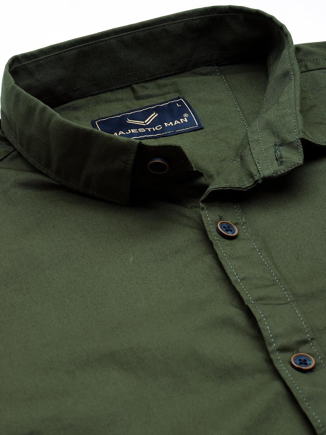 Majestic Man Classic Slim Fit Pure Cotton Casual Shirt (X-Large, Olive, Men) - Image 4