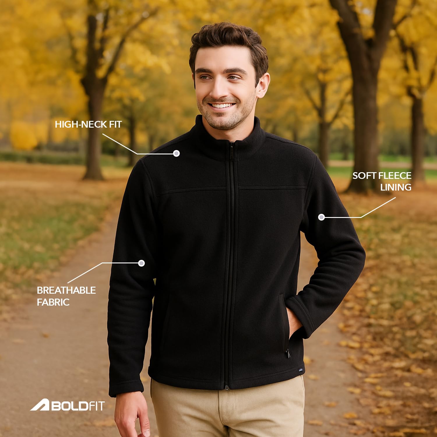 Boldfit Men's Polyester Regular Fit High Neck Sweatshirt (Bftbm4022S(H) Bkxxl_Black - Image 2