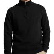 DAMENSCH ReNEWd Soft Ribbed Texture, Strong Durable Fabric, Dyes Ottoman Half-Zip Sweatshirts - Eclipse Black - XL