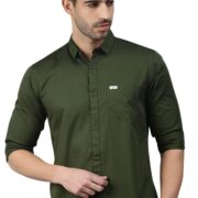 Majestic Man Classic Slim Fit Pure Cotton Casual Shirt (X-Large, Olive, Men)