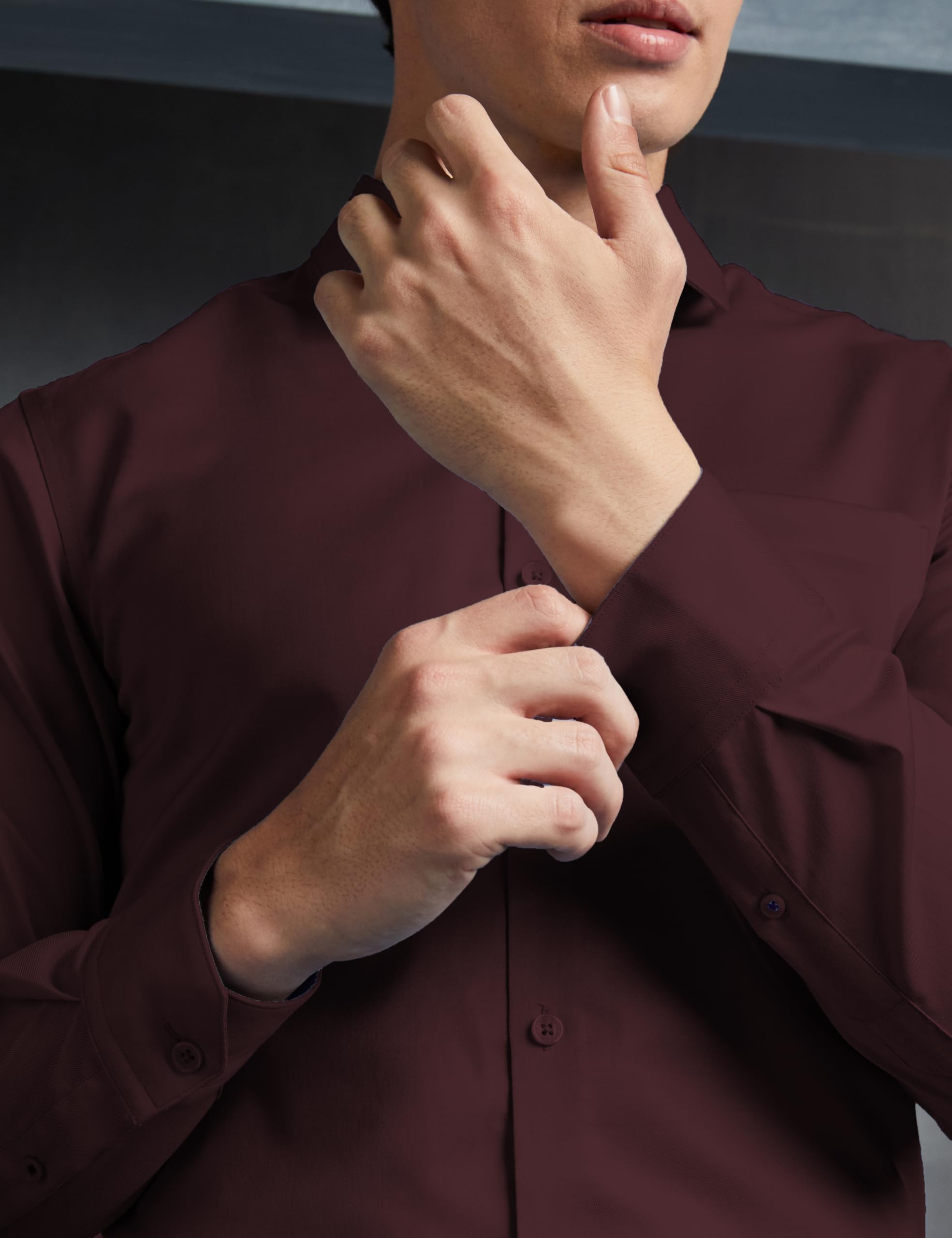 Symbol Premium Men's Wrinkle-Resistant Regular Fit Cotton Formal Shirt (SS23-SMP-FS-01_Maroon_42) - Image 3