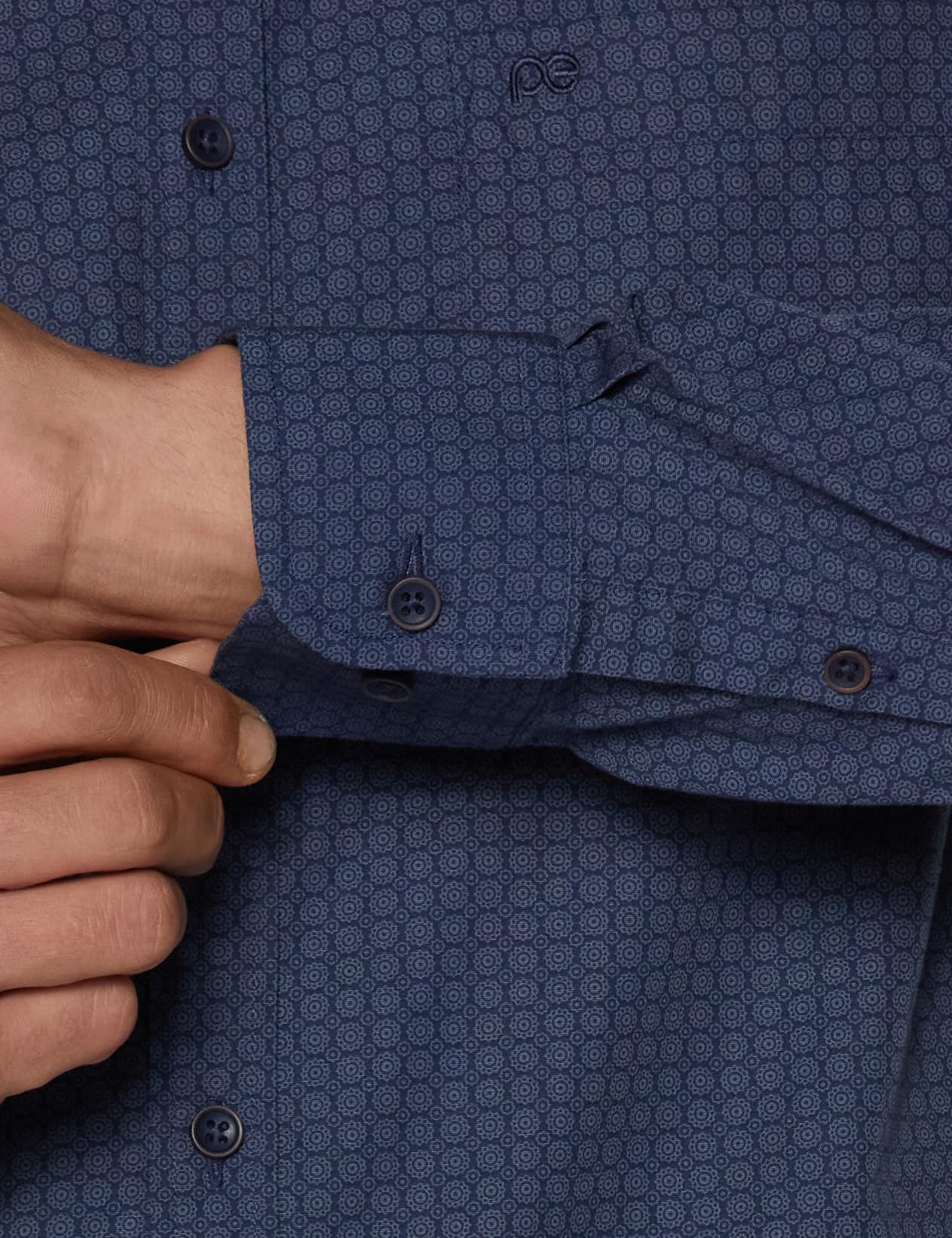 Peter England Men's Everyday Ditsy Print Slim Fit Full Sleeve Casual Shirt | 100% Cotton Navy, 44 - Image 3