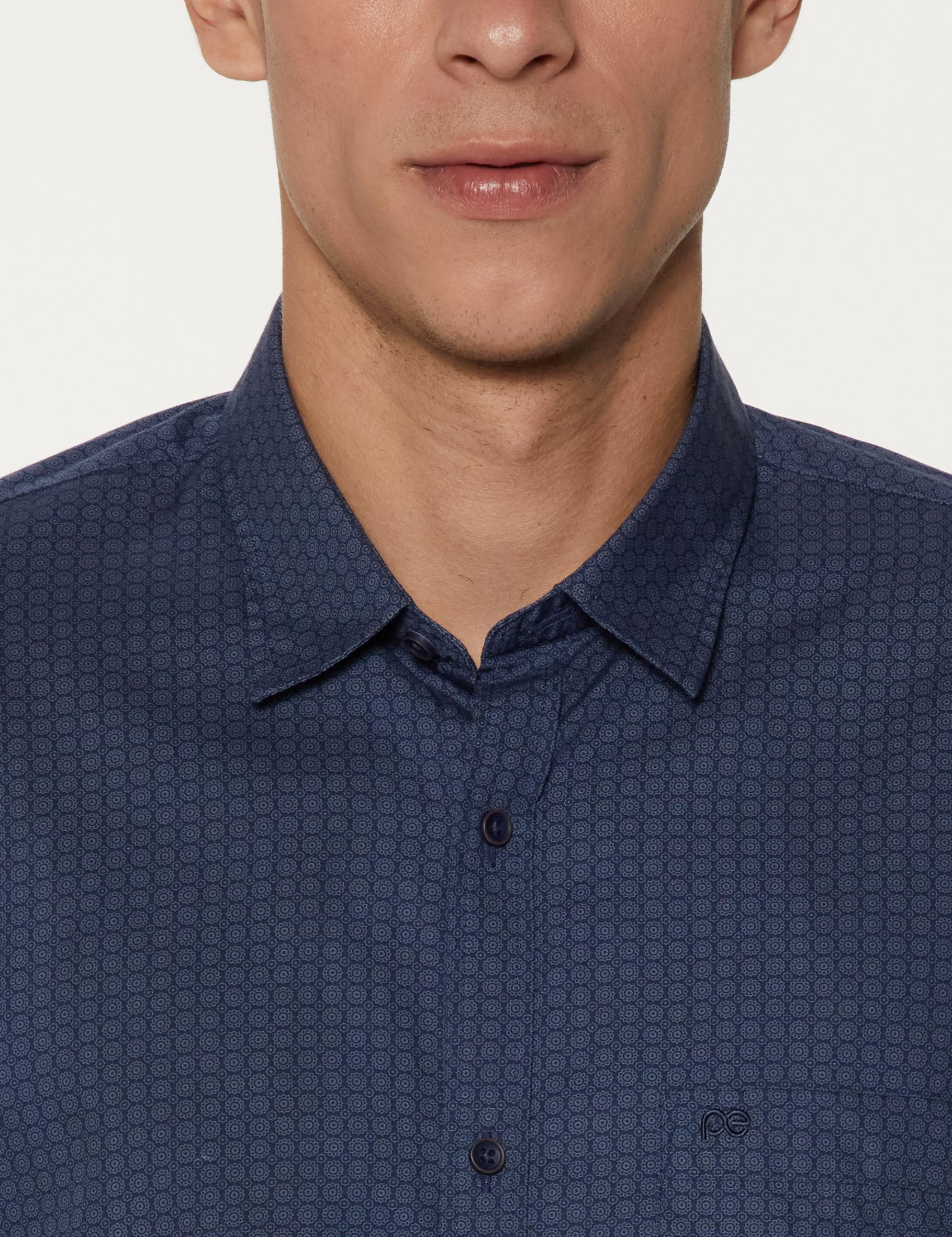 Peter England Men's Everyday Ditsy Print Slim Fit Full Sleeve Casual Shirt | 100% Cotton Navy, 44 - Image 5