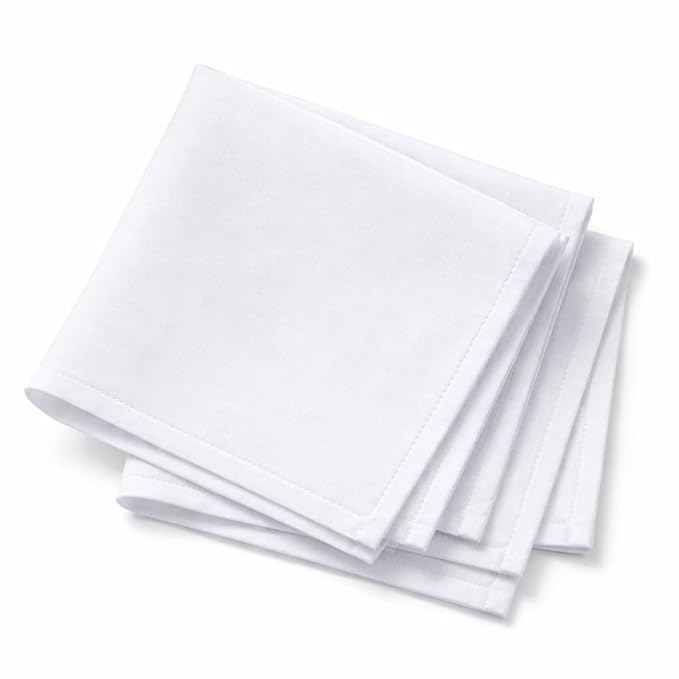 Cotton Men White Casual Style Handkerchief Hk01111_White_Free Size