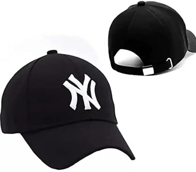 Cap Comfortable Adjustable Cap with Stylish Design NY Sports caps for Men, with Adjustable Strap in Summer for Men, Sports Caps for Men & Women Black - Image 2