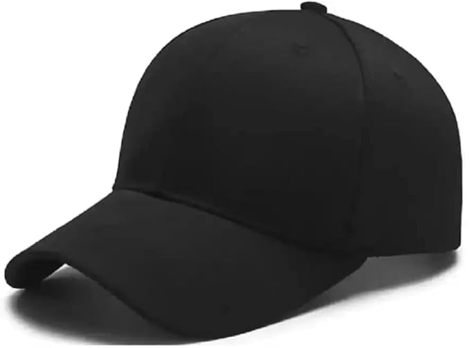 Navkar Crafts Adjustable Black Plain Cap Unisex Quick Drying Sun Hat for Summer Activities Sports Baseball Hat for Men Pack of 1 Free Size