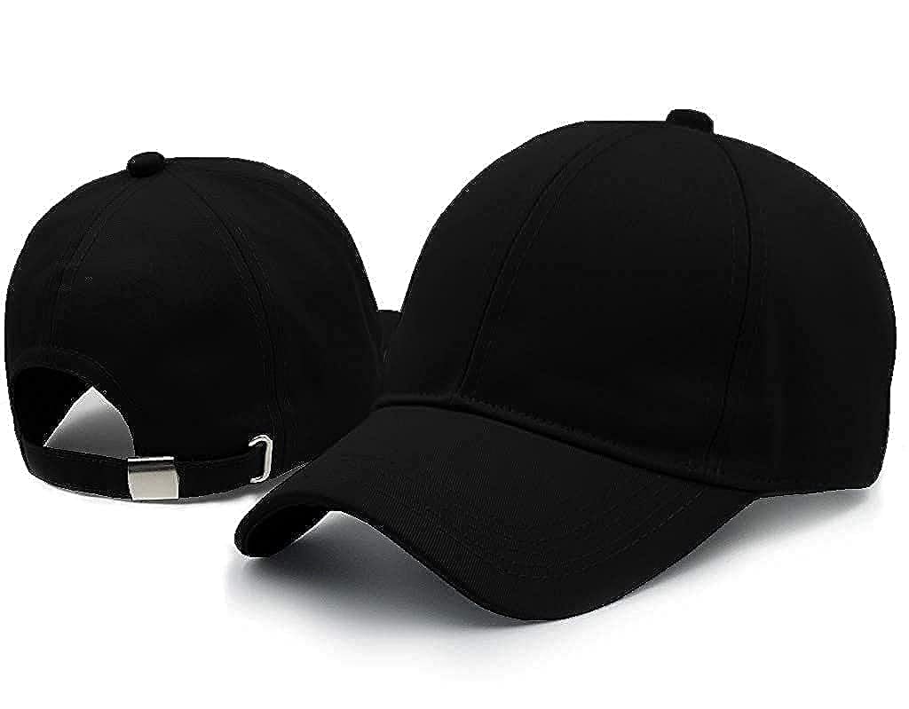 SELLORIA Acrylic Plain Baseball Sport Cap Men's Baseball Head Hat Stylish All Sports Caps With Adjustable Strap Pack Of 1 (Black)
