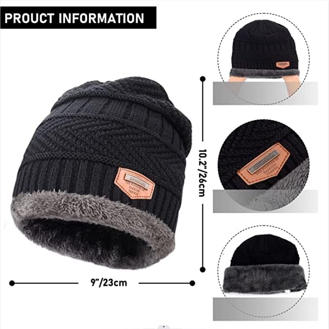 Fitness Mantra® Gym Winter Cap & Muffler for Men & Women| Beanie Cap| 1 Set| (Black) - Image 9