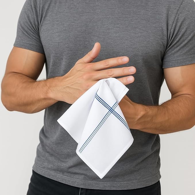 Aenon Fashion is my passion Men’s Cotton White Handkerchief | 100% Pure Soft Cotton Large Size Hanky | Formal & Daily Use Premium Handkerchief for Men (3, Multi Colour 45x45) - Image 5