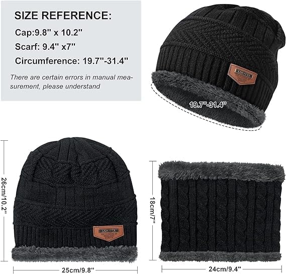 Fitness Mantra® Gym Winter Cap & Muffler for Men & Women| Beanie Cap| 1 Set| (Black) - Image 7