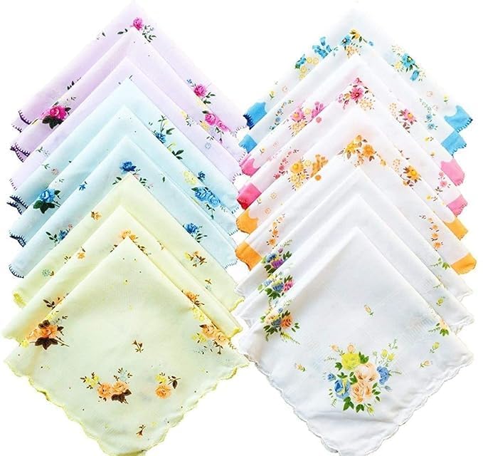 Aenon Fashion is my passion Piece Women's 100% Cotton Cut Work Bordar Floral Pattern Handkerchief/Ladies Hankies (Size_30CM X 30CM) (3, Women handkerchief soft cotton)