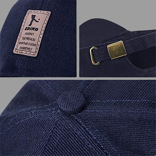 Classic Baseball Cap, Navy Blue Cotton, Adjustable Casual Sports Hat with Leather Patch - Image 2