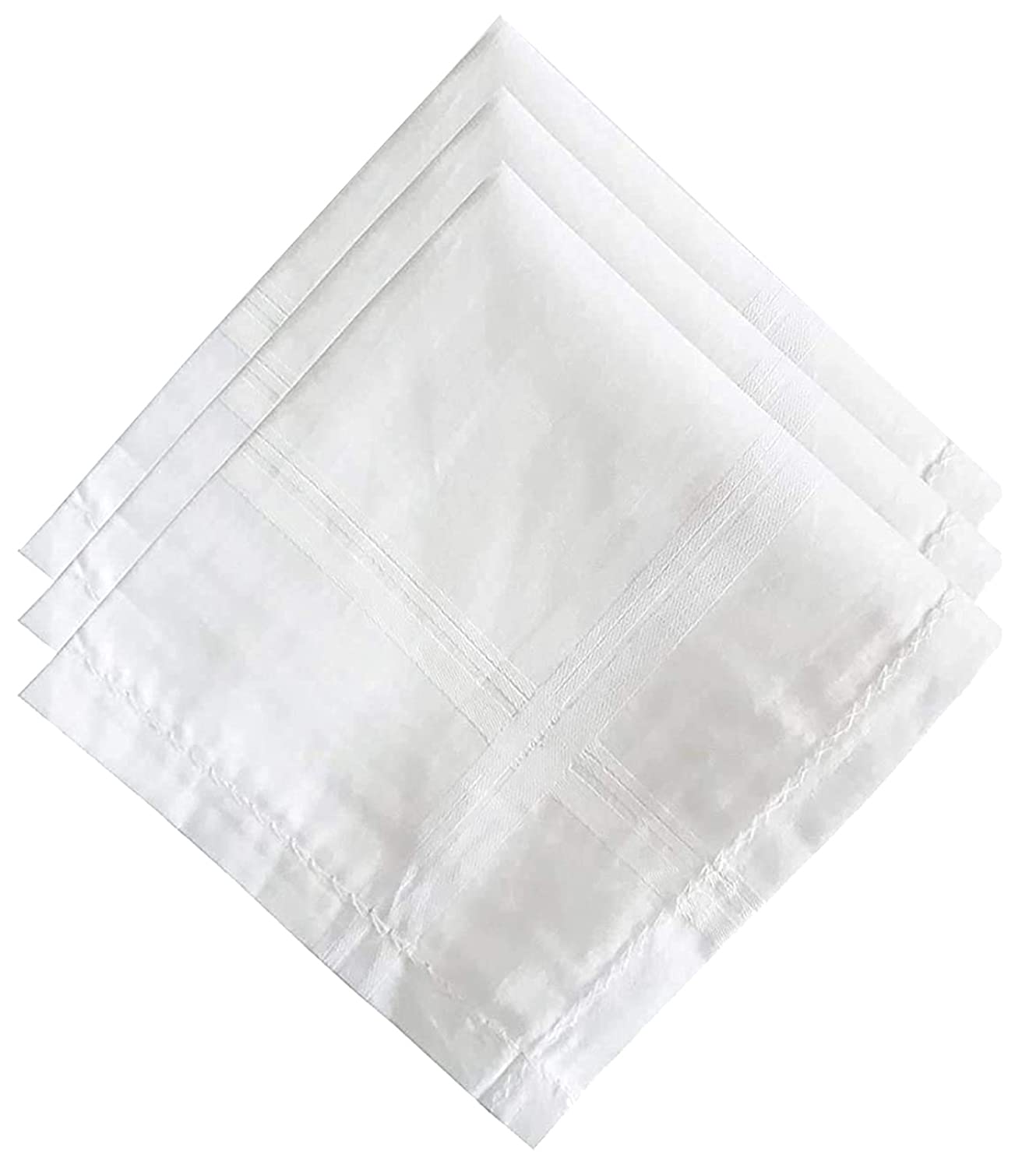 Kuber Industries Men's Handkerchiefs, 100% Pure Cotton, Pocket Square Hankies, Classic Plaid Pattern Perfect for Gift, Set of 3 (White), Standard (HS_37_KUBMART020429)