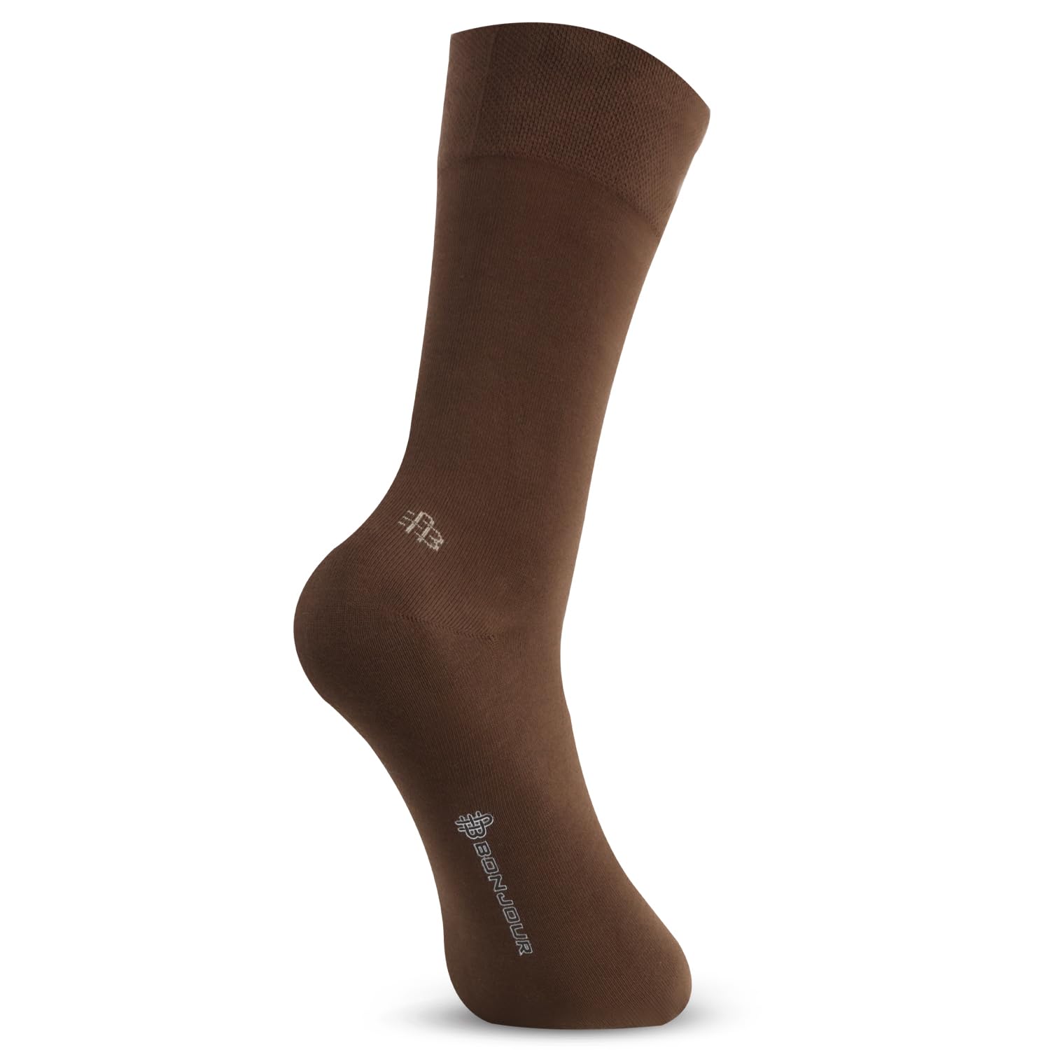 Bonjour Men's Full Length Formal Socks - Brown, Free Size - Image 5