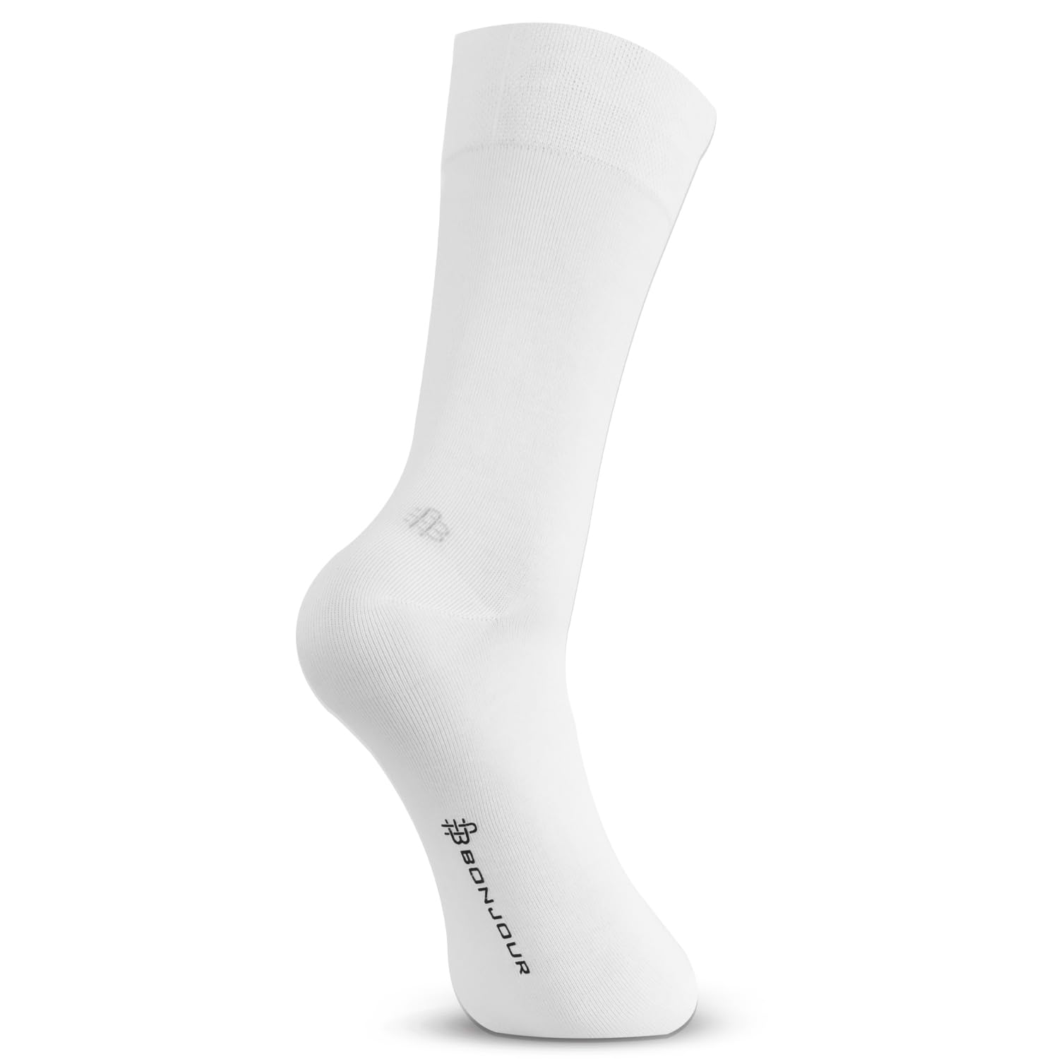 Bonjour Men's Full Length Formal Socks - White, Free Size - Image 5