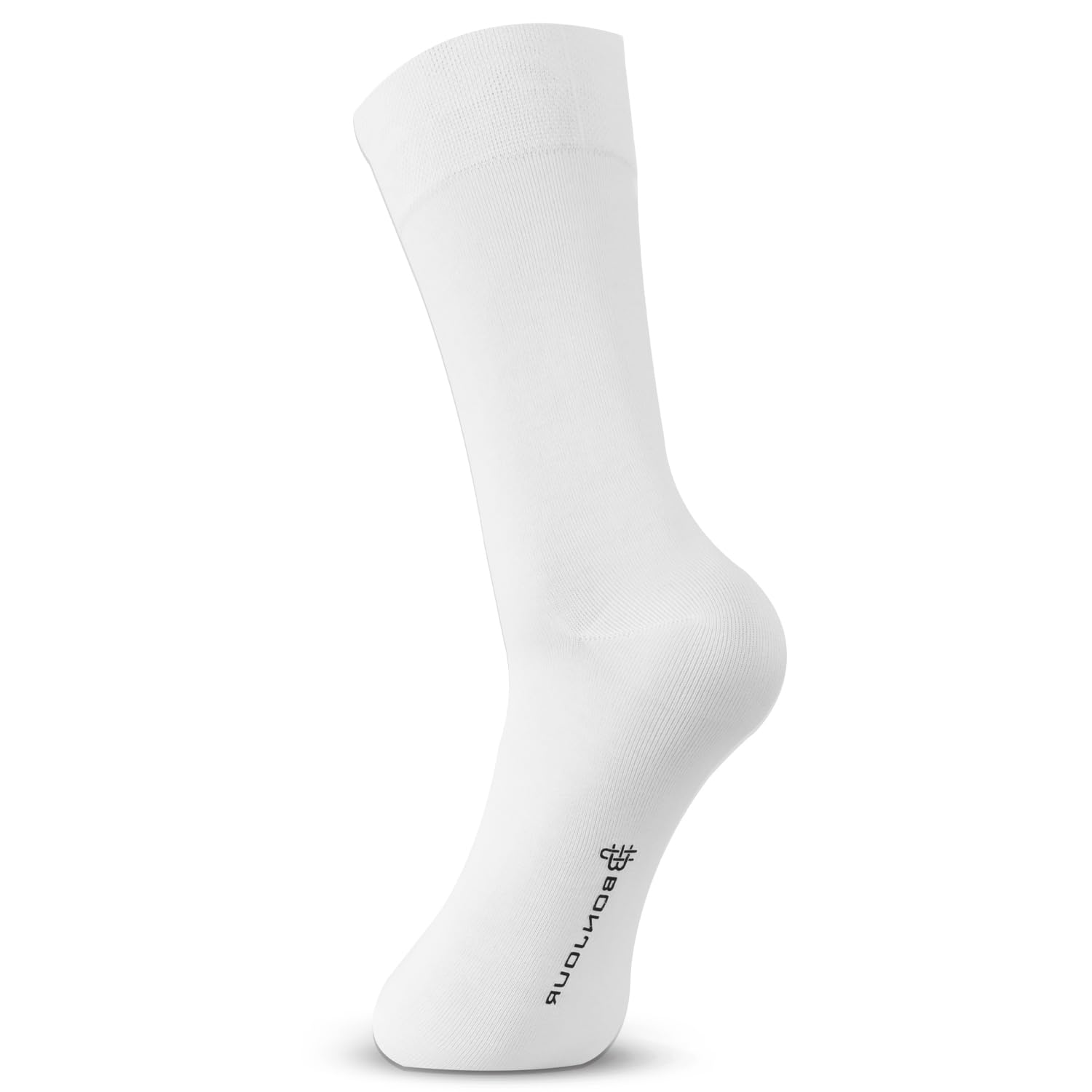 Bonjour Men's Full Length Formal Socks - White, Free Size - Image 4