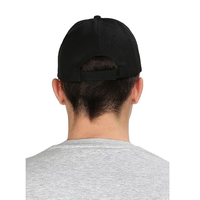 Cap for Men Women Topi Unisex Head Branded Boy's Girl's Caps Adjustable Strap Summer Sports Cricket Gym Dance Cotton Free Size Woolen Fashion Baseball Hip hop Helmet Winter Snapback (Black) - Image 2