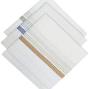 ikis Men's Premium White Base Coloured Border Cotton Handkerchief set of 3 piece