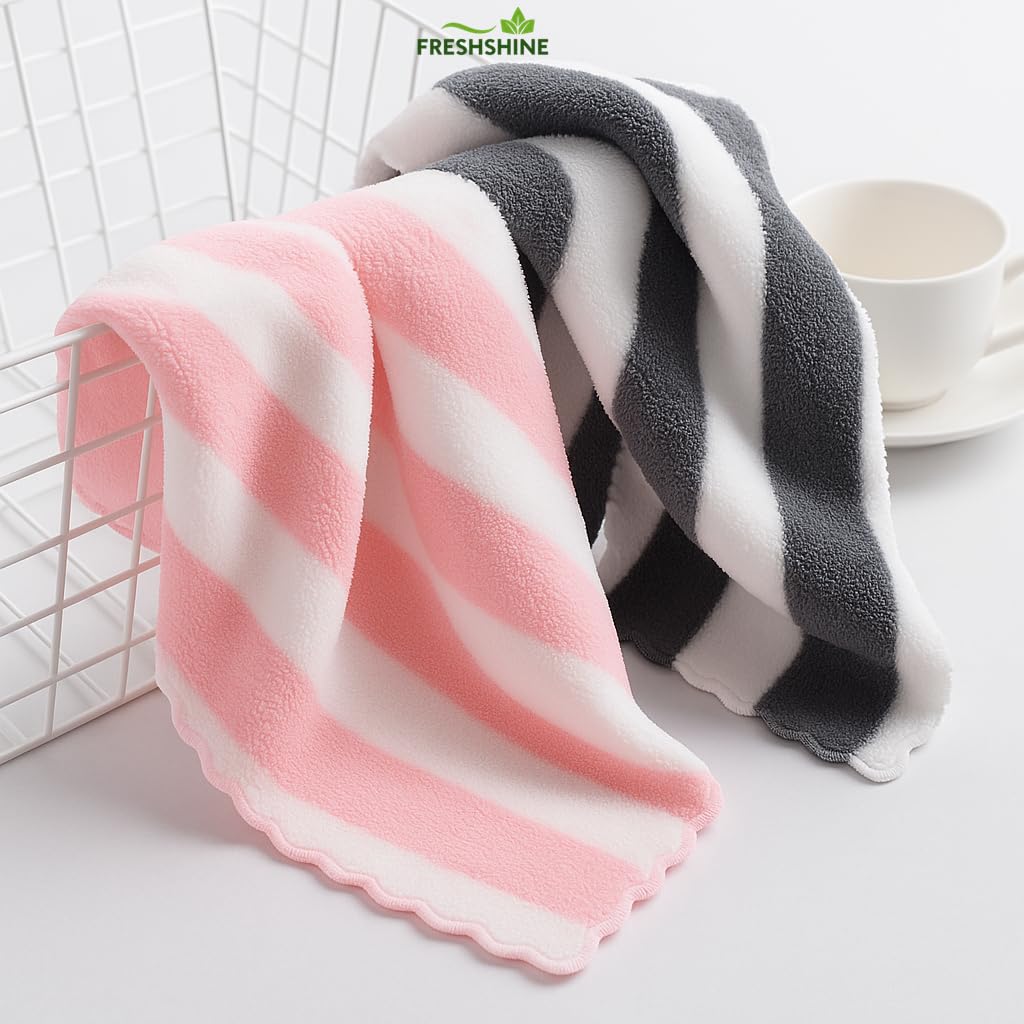 FRESHSHINE Microfiber Small Size Face Towel/Handkerchief 400 GSM Super Soft Face Towels for Women's, Kid's & Newborn Babies 6 pc (25x25 CM) - Multicolor - Image 3